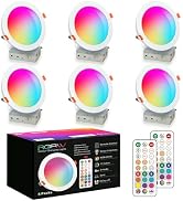 HEKEE LED Reccessed Downlights, Color Changing, 6 Inch, Recessed Ceiling Lights (6 Packs)