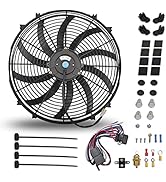 FGJQEFG 16 Inch Black Universal Slim Fan Push Pull Electric Radiator 12V 120W High Performance Co...