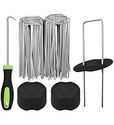 BDS-HOME 100sets Heavy Duty Garden Landscape Staples and Fixing Gasket with 1pc Pick Hook, 11 Gau...