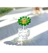H&D HYALINE & DORA Crystal Sunflower Figurine Collectible Ornament, Glass Flower Paperweight Home...