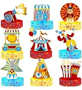 NICROLANDEE Carnival Party Decorations - 9PCS Circus Animals Honeycomb Centerpieces Table Decorat...