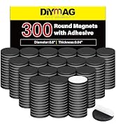 DIYMAG Magnets with Adhesive Backing, 300Pcs 0.8 x 0.04inch Round Small Magnetic Dots Stickers fo...