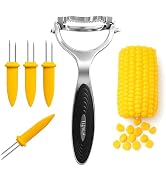 Corn Peeler Tool Set, Stainless Steel Corn Kernel Remover with Serrated Blade, Ergonomic Non-Slip...