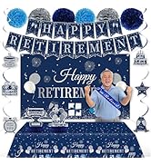 Retirement Party Decorations for Men Women Blue Silver Retire Party Decorations Happy Retirement ...