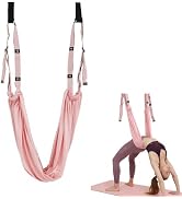Door Aerial Hammock Swing - No Drilling Over Door Yoga Stretch Straps for Stretching, Inversion P...