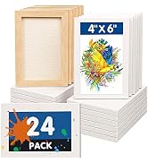 FIXSMITH Mini Stretched Canvas - 24 Pack 4 x 6 Inch, 2/5” Profile Small Canvases, 100% Cotton Art...