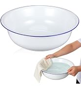 Baluue Enamel Basin 14.17 Inch Enamel Mixing Bowl Large Enamelware Foot Soaking Basin for Laundry...