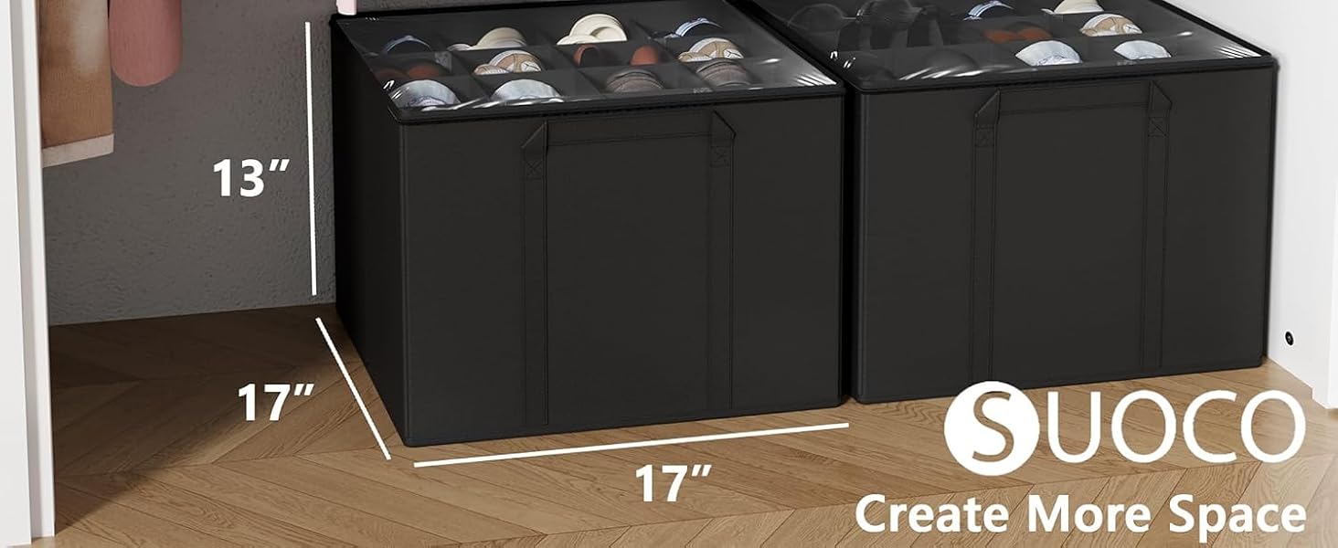 SUOCO 2 Pack Shoe Organizer for Closet, Fits up to 32 Pairs