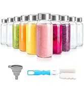 Zukro 8 oz Glass Water Bottles with Lids, Reusable Clear Juice Bottles With Stainless Steel Airti...