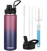 MEZMUT 18oz Insulated Water Bottle with Straw&3 Lids Stainless Steel Water Bottles Kids Metal Cup...