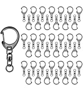 Roctee 50 Pcs Key Clasps Kit Metallic Black, Swivel Keychain Clip Lanyard Snap Hook, Lobster Claw...
