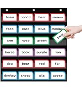 ANCOMEDO 20’’Wide x 25”Tall Pocket Chart,6 Pockets Clear Pocket Chart Fit Sentence Strips for Sch...