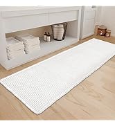 ZALL Waffle Bath Mat White Super Absorbent Non Slip Bathroom Rug 24X72inch,Machine Washable Ultra...