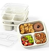 Enstphjoy Snack Boxes (3 Pack) - Stackable Bento Boxes with 3 Compartments, Meal Prep Containers ...
