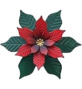 YEAHOME Chrismas Wall Decorations Indoor - 11 inch Metal Flower Wall Art Decor, Poinsettia Yard G...