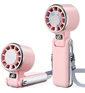 SHEWIND Portable Handheld Fan with Ice Cooling - 5 Gear High Speed Personal Turbo Fan Rechargeabl...