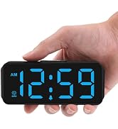 Peakeep Small Mini Digital Alarm Clock Battery Operated for Bedroom Travel, 1.65" Numbers Large D...