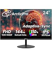ArcticPro 24inch Computer Monitor, FHD 1080p, 144Hz Office and Gaming Monitor, IPS, Adaptive Sync...