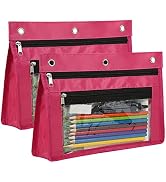 YoeeJob 1inch Expandable Pencil Pouch for 3 Ring Binder, 2 Pack Large Capacity Pencil Pouch with ...