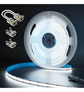 MIWISE COB LED Strip 32.8ft/10m,CRI 90+ Daylight White 6000K High Lumen Super Bright Flexible DC2...
