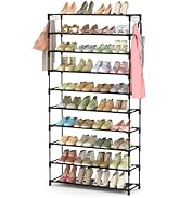 LANTEFUL 10 Tiers Shoe Rack 50 Pairs Large Capacity Tall Shoe Organizer Sturdy Shoe Storage with ...