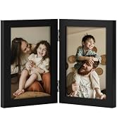 decorUhome Double 4x6 Picture Frame Vertical, Engineered Wood Bifold Photo Frame with Plexiglass ...