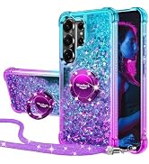 Silverback for Samsung Galaxy S26 Ultra Case, Moving Liquid Holographic Glitter Case with Ring St...