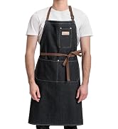 ROTANET Denim Work Apron with 3 Pockets Jean Shop Aprons for Chef Hairstylist Kitchen Woodworking...