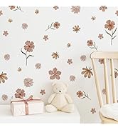 Boho Flower Wall Decals,Watercolor Wildflower Wall Art,Girls Bedroom Removable Flower Decals,Nurs...