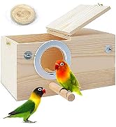 PINVNBY Parakeet Nesting Box Bird House Wood Breeding Box Parrots Mating Box for Lovebirds,Cockat...