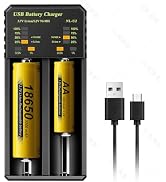 Universal Battery Charger,2 Bay Smart 18650 Battery Charger for Rechargeable Batteries Ni-MH/Ni-C...