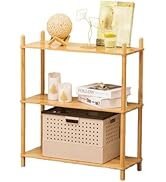 WooFawn Expandable Freestanding Open Bamboo Book Shelf - No-Tool Assembly & Modular,Bathroom Stor...