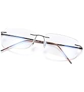YIMI Progressive Multifocus Rimless Reading Glasses UV400 Computer Anti Blue Light Readers Transi...