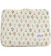 HICARRY Puffy Laptop Sleeve Case Cute Computer Bag, 14 Inch Flower Printed Quilted Laptop Carryin...