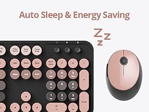 pink typewriter keyboard and mouse wireless cute colorful retro typewriter full size keyboard