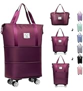 Luxhe Expandable Foldable Duffle Bag with Wheels | Detachable Rolling Wheels & Handle | Lightweig...