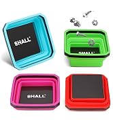 SHALL Collapsible Magnetic Parts Tray Set, 4-Piack Magnetic Tool Trays for Screw Bolts Nuts Washe...
