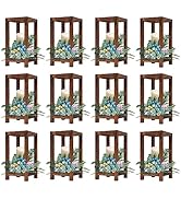 12 Pcs Wooden Wedding Lantern Centerpiece, Lantern Candle Holder for Farmhouse Candle Lantern, Ru...