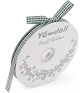 VGoodall Dark Green Gingham Ribbon, 3/8 x 50Yd Picnic Craft Ribbon Dark Green Ribbons for Hair Ac...