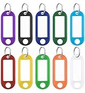 Uniclife 2 Inch Colorful Key Tags Soft Plastic Key Chain Tags with Blank Paper Labels Clear Windo...