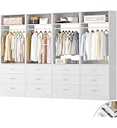 Besiost Closet System Set of 4, 8FT Closet Systems with 12 Wood Drawers, 96