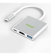 IHAO 3IN1 Multi Ports Dongle USB Type C to HDMI 4K HD/USB 3.0 Fast Data Transfer 5GBPS/ PD 100W U...