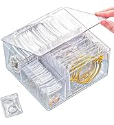 4 In 1 Acrylic Jewelry Organizers and Storage with 60 Portable Anti Tarnish Jewelry Bags, Clear J...