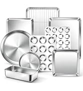 TeamFar 10-Piece Baking Pans Set, Stainless Steel Bakeware Sets for Cooking | Stackable Non-Toxic...