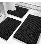 Yimobra Bathroom Rugs Sets 3 Piece, Fluffy Plush Chenille Baht Room Mats Sets with Toilet Rug U S...