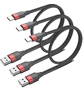 1.5ft USB C Cable, 3 Pack Short USB A to USB C Cable for iPhone 16 15, Nylon Braided 18 inch Type...
