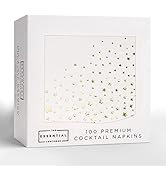 Stylish 5x5 Inch Gold Star Napkins -100 Pack of White and Gold Cocktail Napkins - Add Sparkle to ...