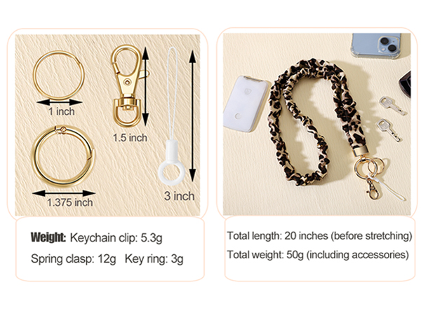 Total length: 20 inches (before stretching) Total weight: 50g (including accessories)