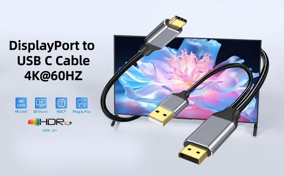 DisplayPort to USB C Cable