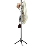 Coat Rack Freestanding, Coat Rack Stand with 8 Hooks & 3 Adjustable Heights, Wooden Coat Tree for...